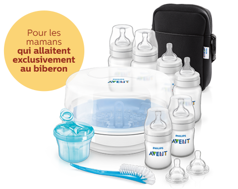 Produits essentiels à l'allaitement : biberons, stérilisateur à vapeur Philips Avent