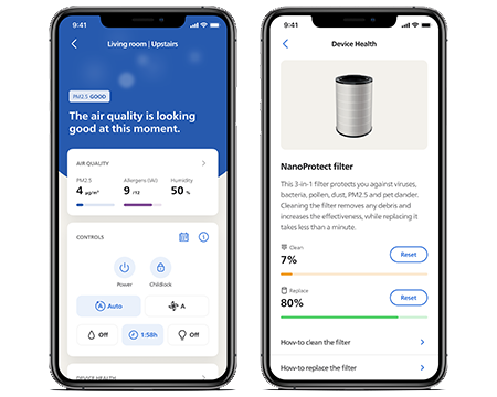 Philips Air+ app Telefoonschermen Luchtkwaliteit