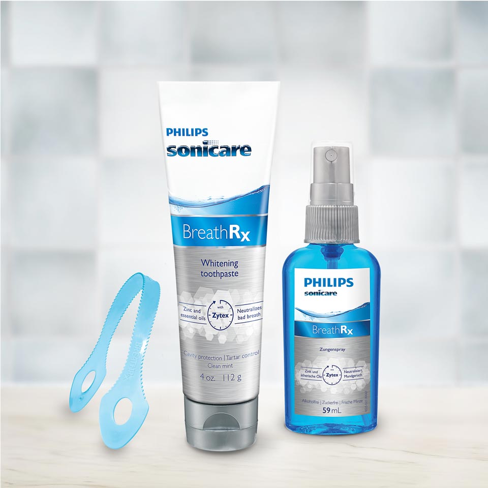 Sonicare BreathRx-oplossingen op een werkblad