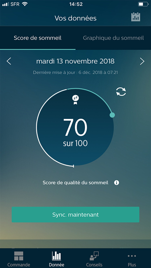 iPhone 7, graphique de sommeil