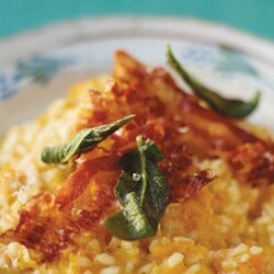 Risotto met pompoen, salie en pancetta