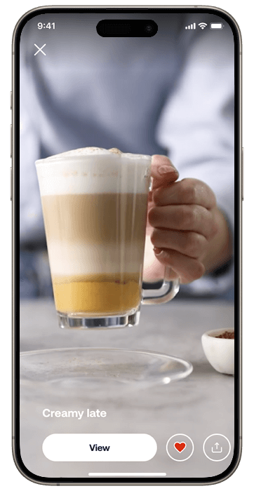 Smartphone met scherm van HomeID met koffierecept