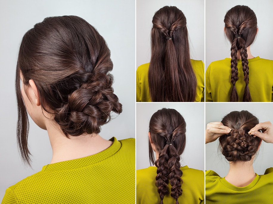 Chignon nonchalant avec des tresses  