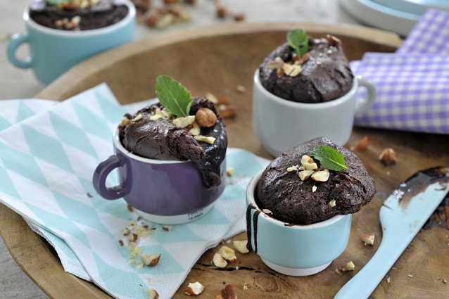 Chocolade hazelnoot mug cakes