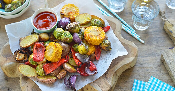 Arc-en-ciel de légumes grillés