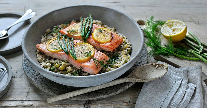 Risotto primavera au saumon