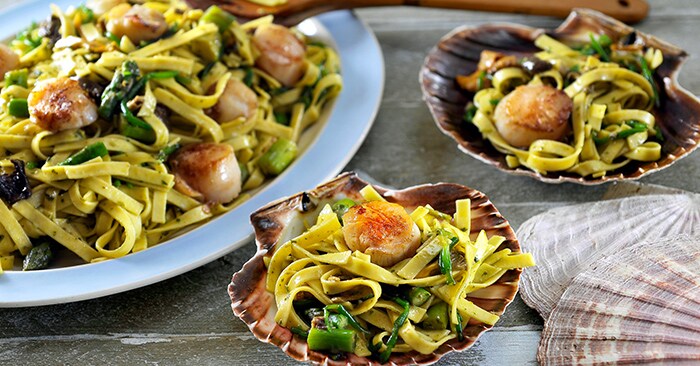 Tagliatelle met Coquilles en pesto