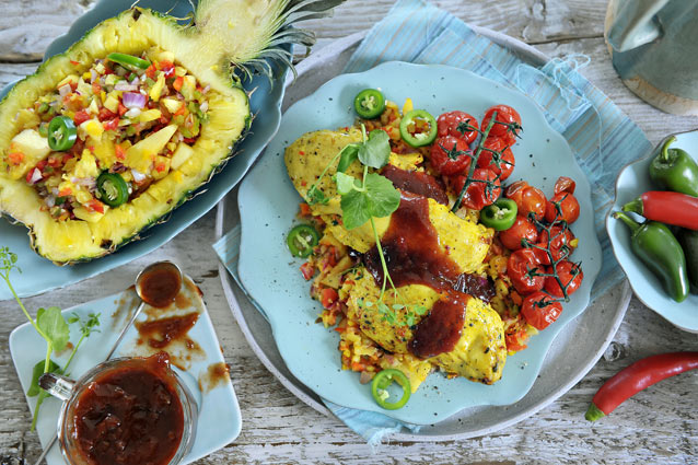 Tropische kip met ananas-salsa