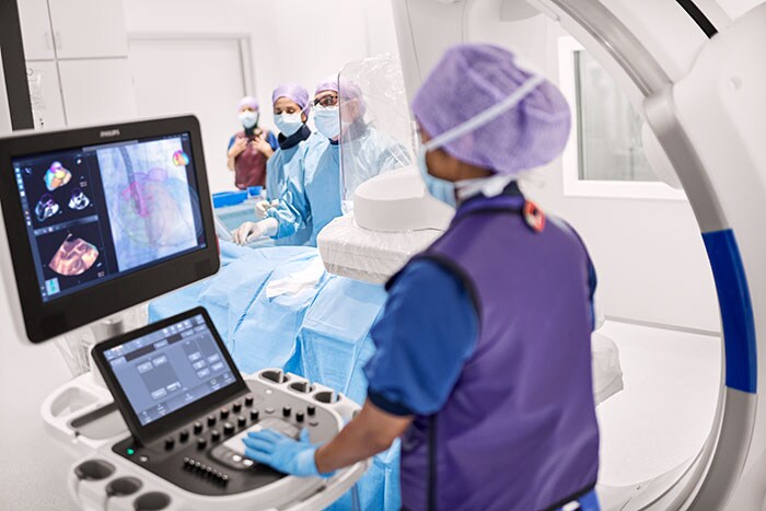 De Philips EPIQ CVxi met Echonavigator stroomlijnt de communicatie tussen de interventionele cardioloog en de echocardiograaf